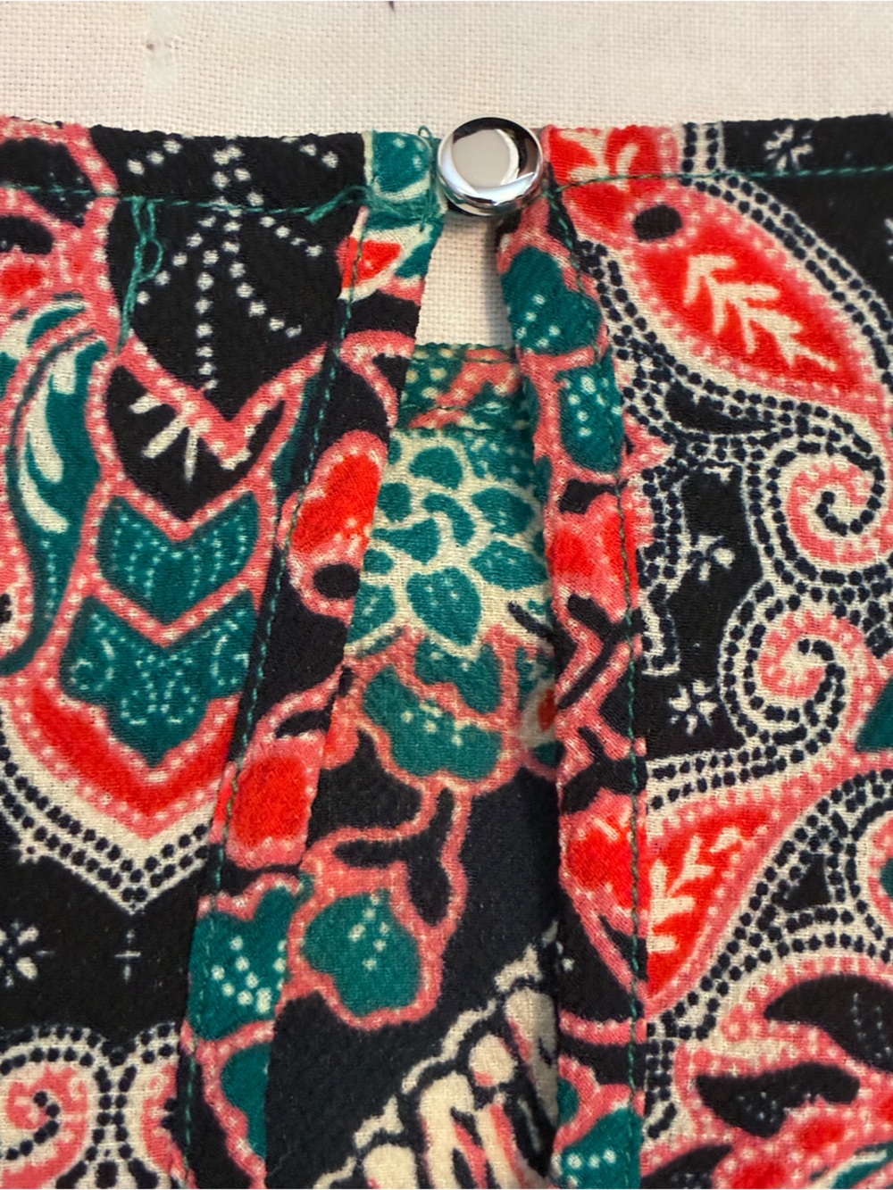 Floral Tie-Front Women’s Top in Teal and Coral - Picture 5 of 7
